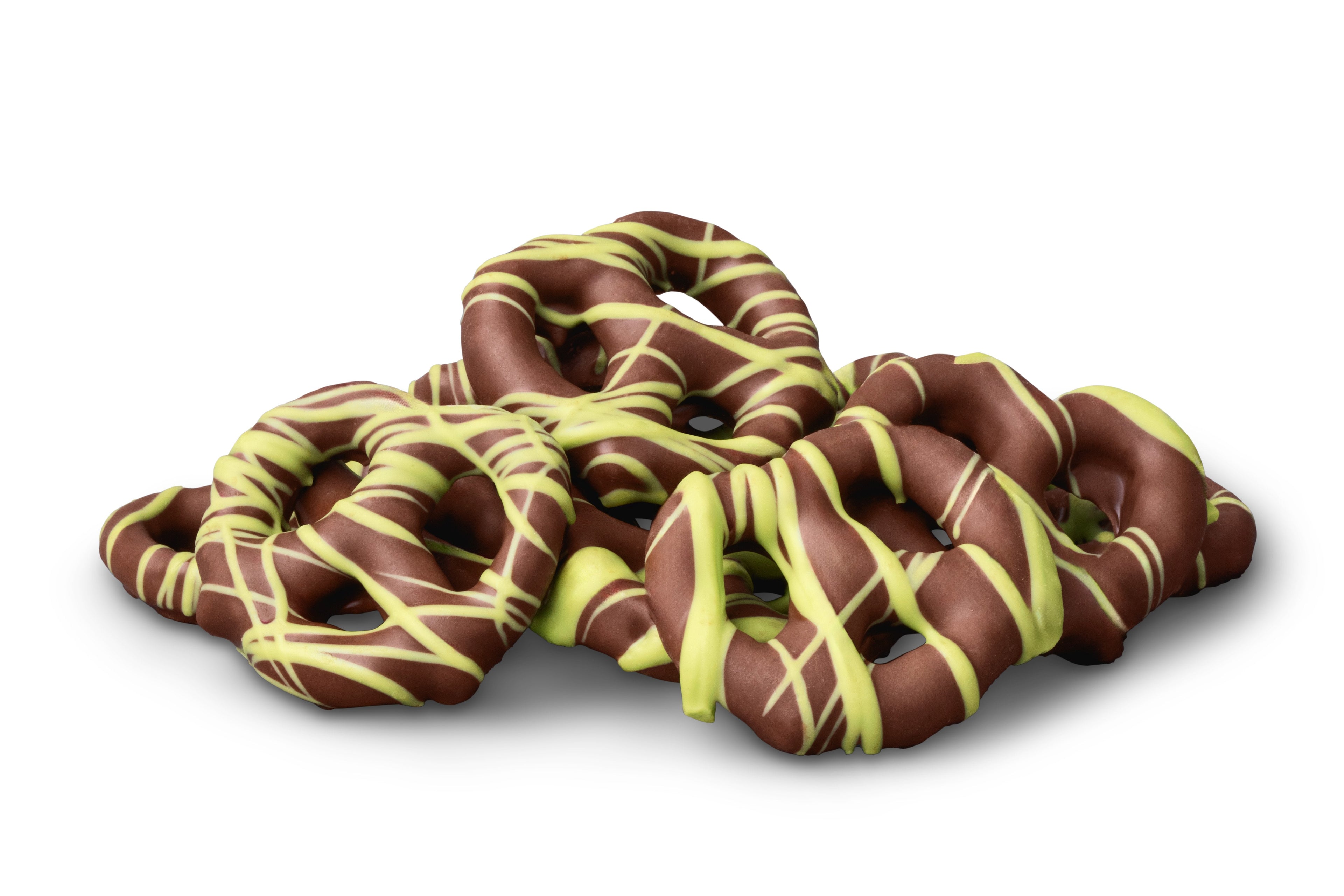 Milk Chocolatey Mini Pretzels with Pistachio Flavored Drizzle W1